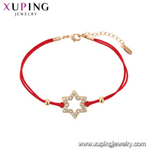 75548 Xuping Venta Caliente popular Mujeres chapado en oro diseño original cuerda roja Forma de Estrella Pulsera